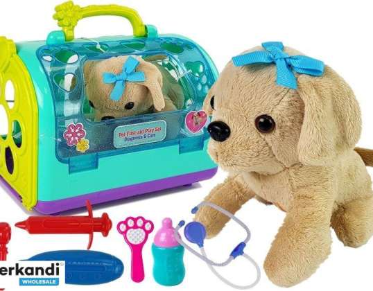 Veterinārārsta komplekts ar suni un nesēju