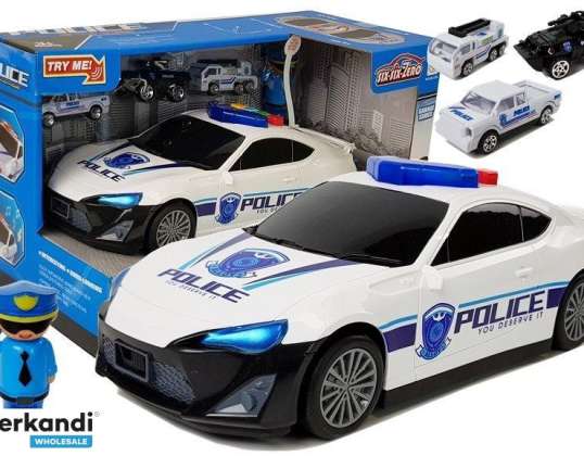 Guantera de coche de policía garaje 2 en 1 policía coches pequeños sonido de luz