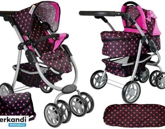 Kinderwagen 2 in1 mit Tasche Babywanne Schwarz & Pink