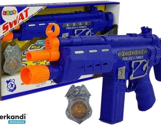 Zestaw Policyjny Pistolet Odznaka Granatowy Dźwięk Efekty Świetlne 37cm