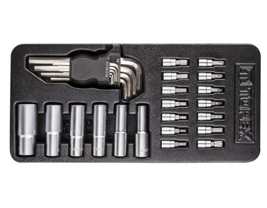 Bit, socket, and hex key set 29 pcs.