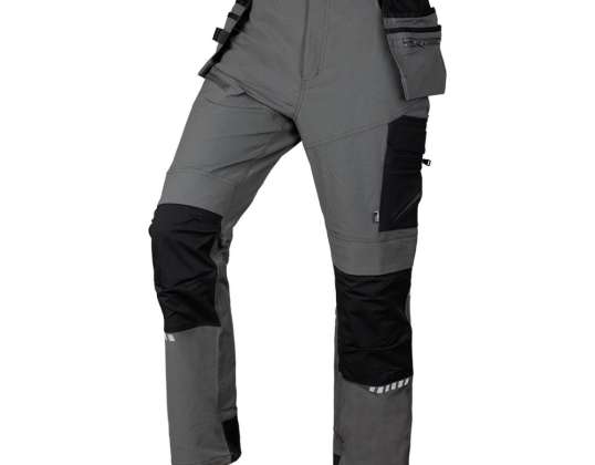 Arbeitshosen Mix&amp;Match. 4-Wege-Dehnung. Mit Holstern. Cordura. Grau-Schwarz. Größe M