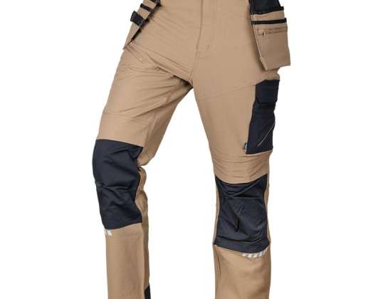 Work Pants Mix&amp;Match. 4 way stretch. With holsters. Reinforcements from Cordura. Beige-black. Size