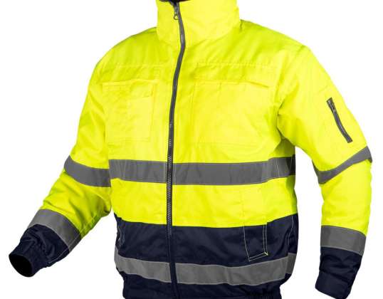Arbeitsjacke 3in1. isoliert. Gelb und Marineblau. Größe XL