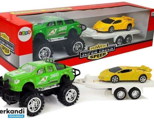 Fahrzeug-Set Sportwagen Gelb Offroad Grün mit Friction Drive