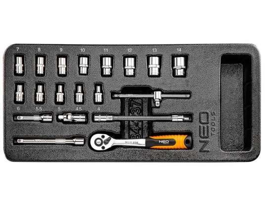 Socket Wrench Set 1/4". 19 pcs. Insert