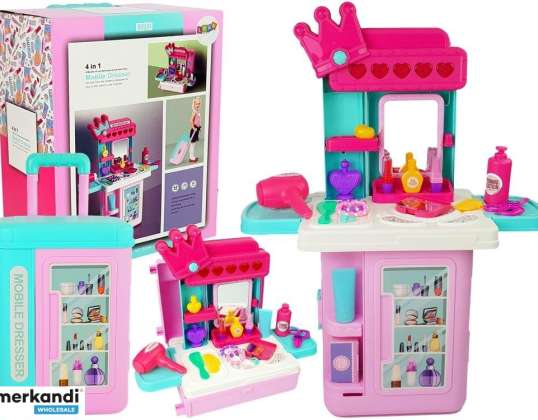 Beauty Set Schminktisch im Koffer Krone Make-up Accessoires Rosa