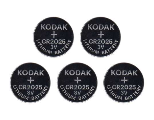 Kodak Max lithium batterij CR2025. 5 stuks.