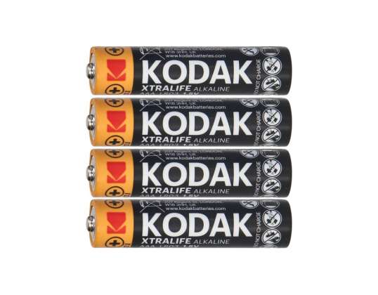 Batterij Kodak XTRALIFE Alkaline AAA LR03. 4st. folie