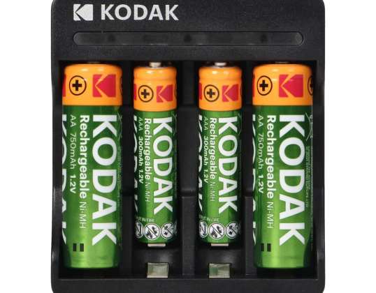 Nabíječka Kodak USB. 2xAA a 2xAAA   2 ks dobíjecích baterií AA 700mAh a 2 ks dobíjecích baterií AAA 350mAh
