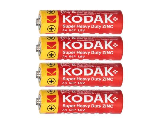 Batteries Kodak ZINC Super Heavy Duty AA LR6. 4 pièces.