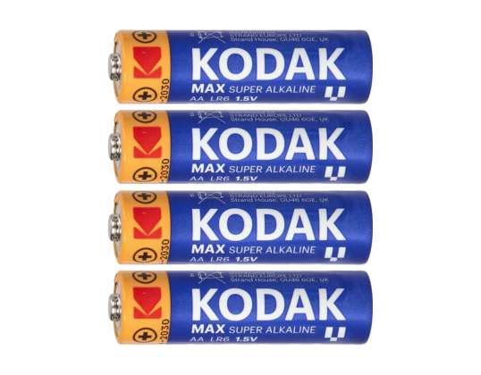 Batteri Kodak MAX Alkaline AA LR6. 4 kpl.