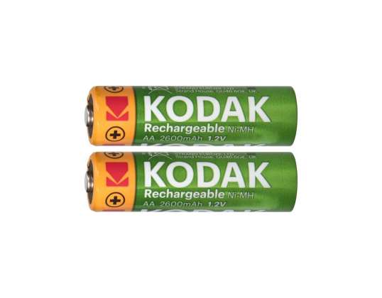 Kodak Ni MH AA 2600mAh Oplaadbare Batterijen. 2 stuks.