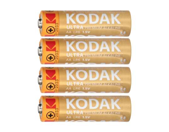 Batteri Kodak ULTRA Premium Alkaline AA LR6. 4 stk.