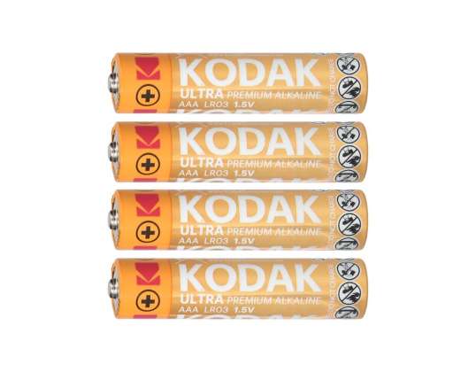 Batteri Kodak ULTRA Premium Alkaline AAA LR03. 4 stk.