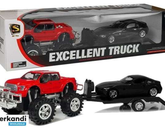 Fahrzeug-Set Roter Monster Truck Schwarz BMW Abschleppwagen 58 cm