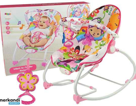 Šūpuļkrēsls Rocker 2in1 Pink Flower Sounds Vibration