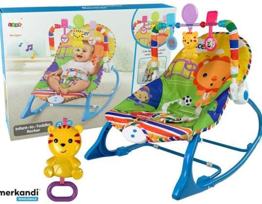 Silla de asiento de coche balancín mecedora 2 en 1 azul Tiger sonidos vibración