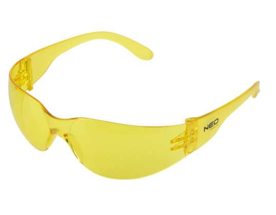 Schutzbrille mit gelben Gläsern der Widerstandsklasse F