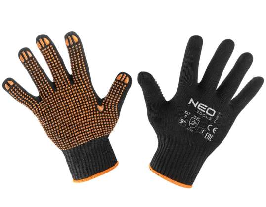 Work Gloves cotton and polyester dotted size 9