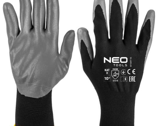 TOP 97 647K 10 Work gloves. polyester coated with nitrile. 4131X. size 7 card