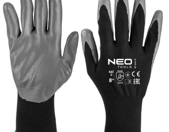 TOP 97 647K 8 Work gloves. polyester coated with nitrile. 4131X. size 7 card