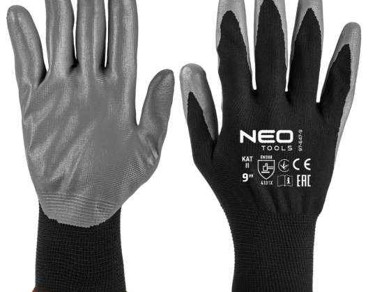 TOP 97 647K 9 Work gloves. polyester coated with nitrile. 4131X. size 7 card