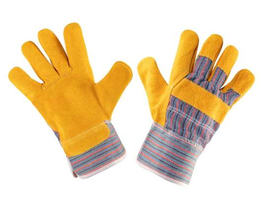 Work Gloves Cow Split Leather Yellow 10.5"