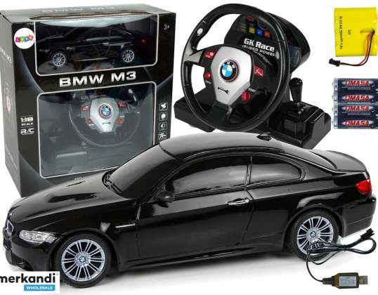 Afstandsbediening Auto BMW M3 Zwart Afstandsbediening Stuurwiel 1:18 Licht Geluid