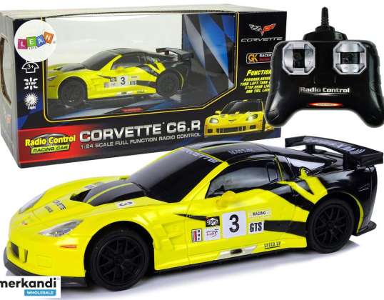 Urheiluauto R/C 1:24 Corvette keltainen C6. R 2,4 G -valo