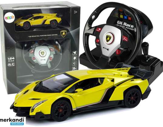Kaukosäädin Auto Lamborghini Veneno keltainen 2,4 g kaukosäädin ohjauspyörän valoääni