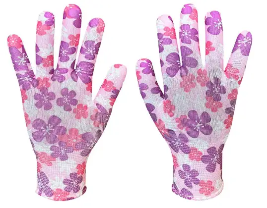 Tuinhandschoenen Polyester Bloemenprint Maat 9"