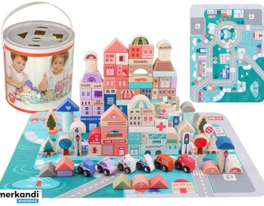 Juego de Bloques de Madera Puzzle de Letras de la Ciudad 115 Piezas