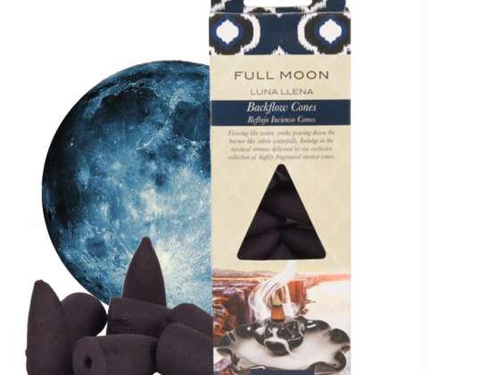 NEW FULL MOON CONICAL INCENSE STICKS 20PCS 18.5CM BACKFLOW MOON