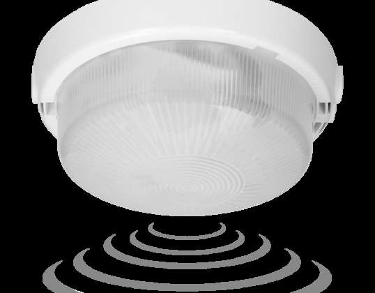 8080T/MAT RIVA/MS. lighting fixture with microwave motion sensor. 100W. E27. IP44. frosted glass. grommets
