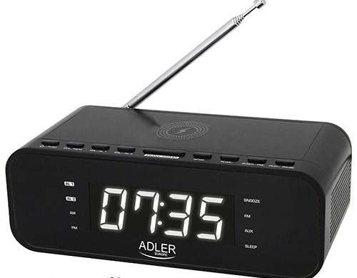 AD 1192 schwarzer Radiowecker mit kabellosem Ladegerät und FM