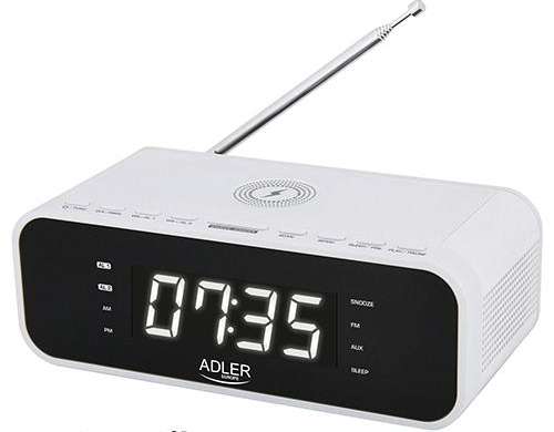 AD 1192 réveil blanc avec chargeur sans fil et FM