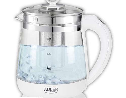 AD 1299 white Glass kettle 1.5 l with infuser and temperature control
