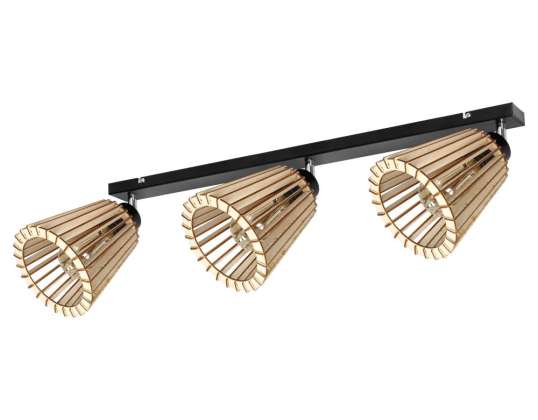 DELOS 3P E27 wall and ceiling lamp, max. 3x60W, black, wood