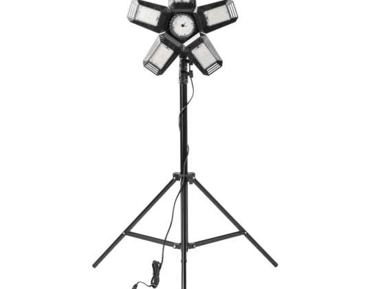 RIGEL LED Set: faltbare Werkstattlampe 5-flügelig 55W  Stativ  Adapter
