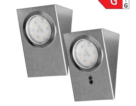 MAKAN LED 2W poilsio lempos rinkinys. 180lm. 4000K. su bekontakčiu jungikliu. INOX