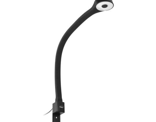Lampe de nuit LED TEO. 1.8/7.5W. 90lm. 4000K. avec USB. noire