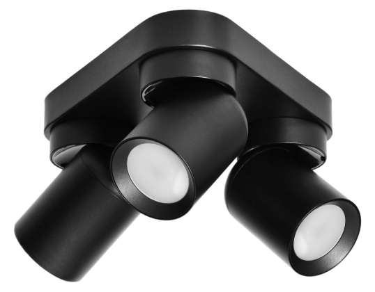 MALTA SP 3. lampe murale et de plafond. GU10 max. 3x12W. IP20. noire. base triangulaire