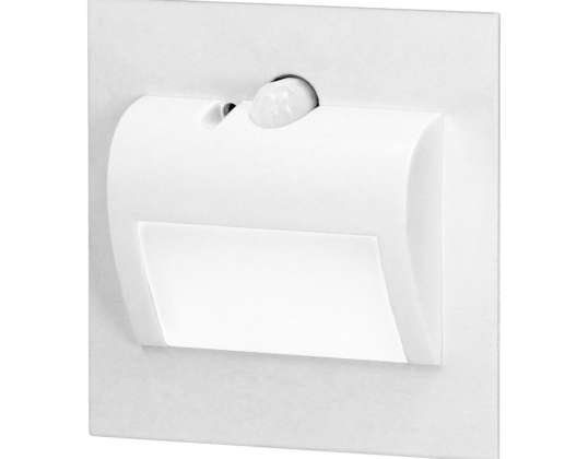 DRACO LED NEU 1.5W. eingelassene Treppenleuchte. 12VDC. 30lm. 3000K. weiß. Bewegungs- und Dämmerungssensor