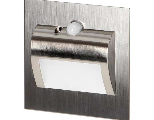 DRACO LED NEW 1.5W. recessed stair light. 12VDC. 30lm. 4000K. satin. motion and dusk sensor