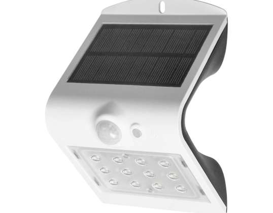 SILOE LED 1.5W. solcellelampe med bevegelsessensor 120st. 190lm. IP65. 4000K. 1200mAh. dobbelt lyskilde. hvit