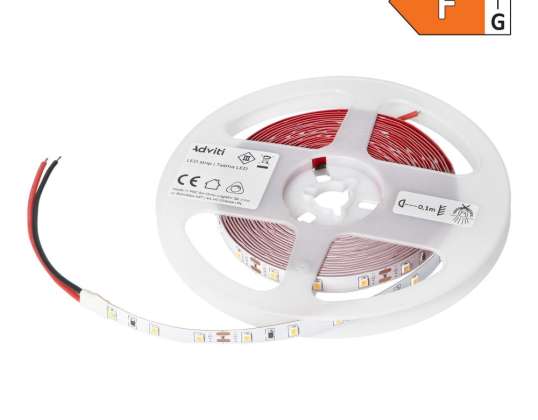 Tira LED 12V. Chipset Samsung 2835. 60L/m. 630lm/m. 6W/m. IP20. 6000K. 5m