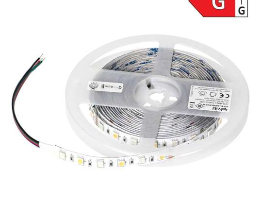 Tira LED 12V. Chipset Samsung 5050. 60L/m. 330lm/m. 14.4W/m. IP20. RGBW. 5m