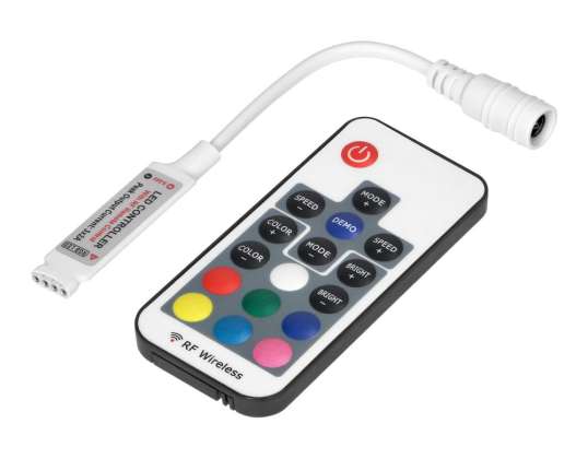 Contrôleur sans fil pour bandes LED RGB avec télécommande. 17 boutons. 12V. 6A. 72W