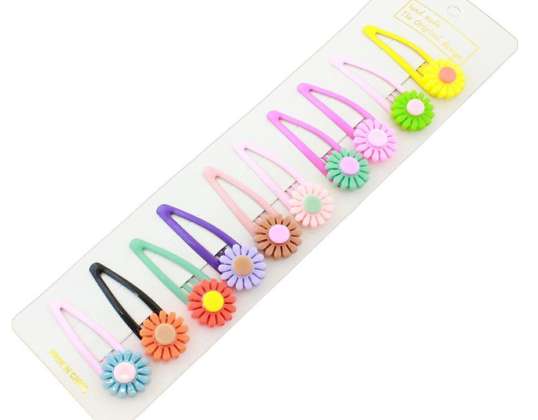 AG264F Set mit 10 Haarklammern in Blumendesign